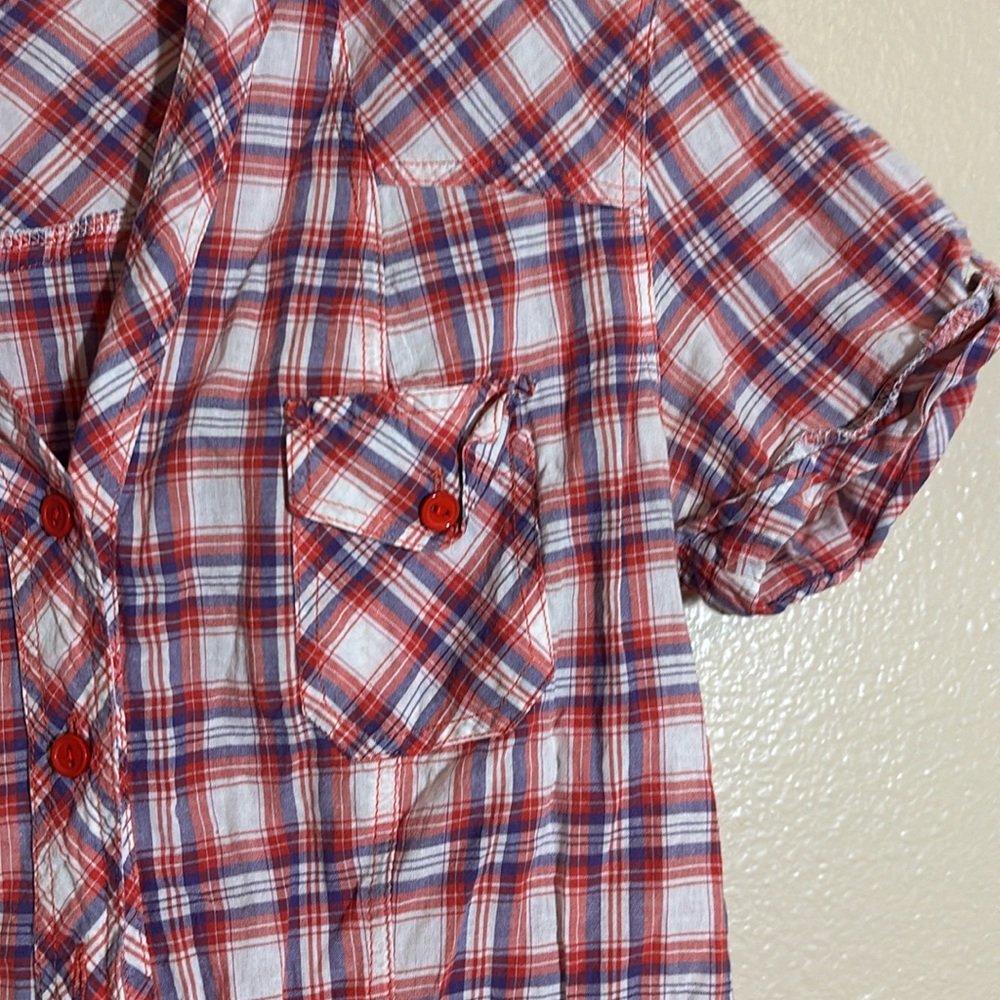 TwentyOne Plaid Button Up Tee Shirt - Picture 4 of 5
